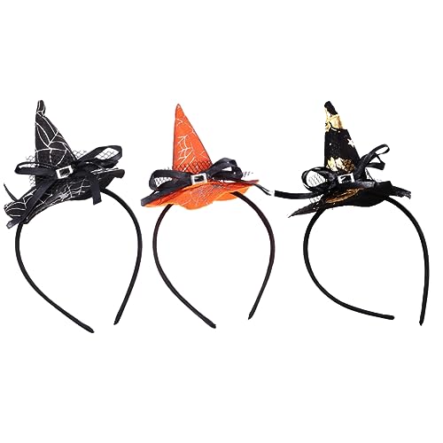 HOOTNEE 3St Halloween-Hexenhut-Stirnband Halloween-Kürbis-Stirnbänder Haarbänder für Damenhaar halloween haarschmuck kinder haarschmuck halloween Haarreifen Party-Stirnband Plastik von HOOTNEE