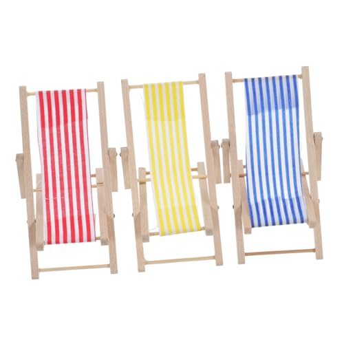 HOOTNEE Strandstuhl Klappbar 3er Set Miniatur Faltstuhl Für Puppenhaus Strandstuhl Modell Für Mikrolandschaft Miniature Lounge Chair Und Miniatur Puppenhaus Strandstuhl von HOOTNEE