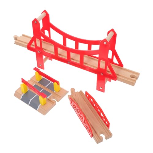 HOOTNEE 3st Gleisbausteine Kinderspielzeug Bahngleise Für Kinder Gleiszubehör Gehirnspielzeug Gleisanlagen Zubehör Für Gleisbrücken Puzzle-zubehör Eisenbahnschienen Spielzeug Holz von HOOTNEE