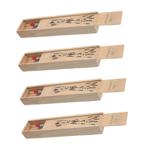 HOOTNEE 4 Boxen Holz Pickup Sticks Holzspiele Für Erwachsene Und Familien Kinderspielzeug Farbige Pick Up Sticks Pick Up Stick Spiel Sticks Spiel Lernspielzeug Pädagogische Holz von HOOTNEE