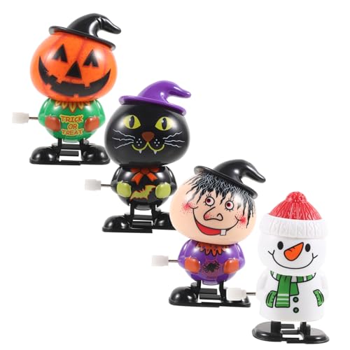 HOOTNEE Halloween-Party-Spielzeug 4 Stück Uhrwerk- Schwarze Katze Kürbisse Sicheres Spielzeug für Jungen und Mädchen Glatt Zum Spielen von HOOTNEE