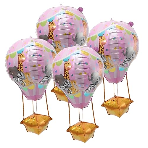 HOOTNEE 4 Stück Heißluftballon luftballons wand polsterung luftballone dekoration party ballonie Drachen für Kinder Ballons Dekorationen Partydekorationen Partyballons Aluminiumfolie Rosa von HOOTNEE