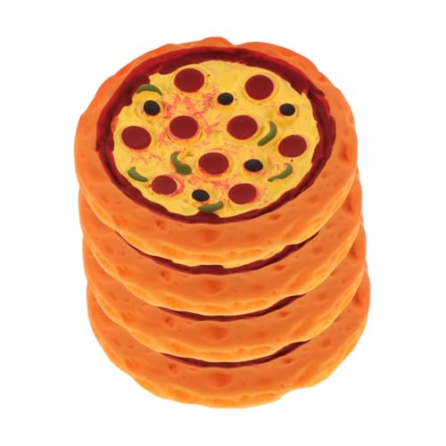 HOOTNEE 4 Stück Puppenhaus-Pizza Simulierte Pizza Mini-Pizza-Modell Realistische Mini-Pizza-Foto-Requisite Gefälschte Pizza Simulation Minipizza Dekorationen Für Shop Mini Pizza Harz von HOOTNEE