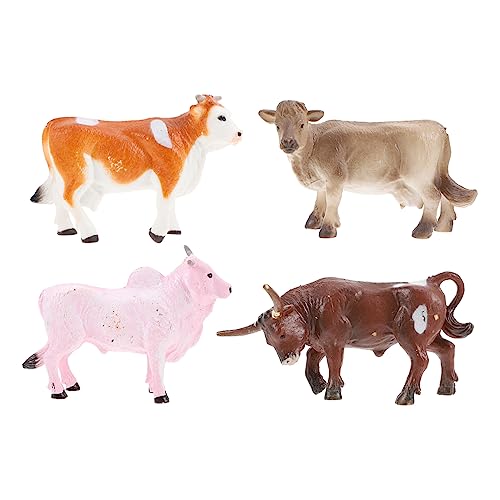 HOOTNEE 4 Stück Simulation Yak-Modell Mini-Kuh-Spielzeug Stierkuh Spielzeug Kalb Figur Spielzeug Für Kinder Bullenkuh-Figur Tiererkennungsspielzeug Hochlandkuhfigur Mini-Kuh-Modell Plastik von HOOTNEE