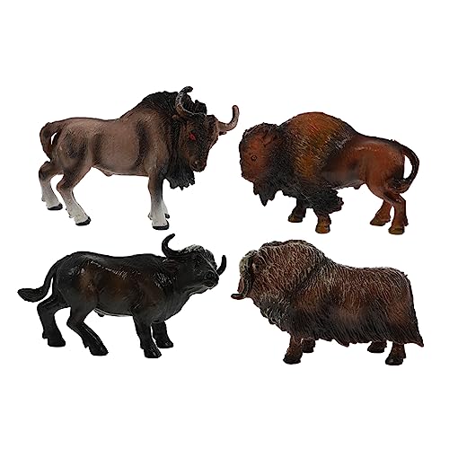 HOOTNEE 4 Stücke Miniatur Simulation Kuh Spielzeug Jungen Und Mädchen Bildung Tier Figur Buffalo Spielzeug Set von HOOTNEE