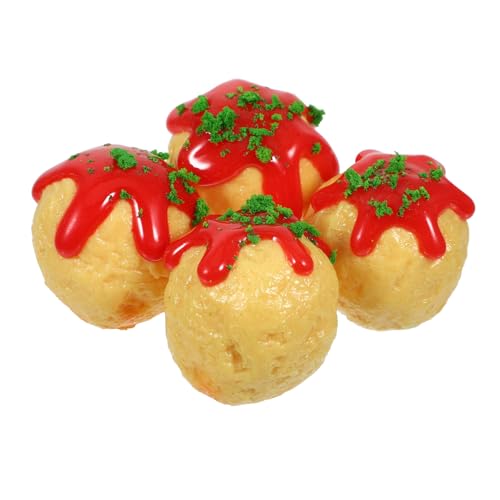 HOOTNEE 4 Stück Simulierte Takoyaki Landschaft, Japanisches Essen, Mini, Japanisches Essen, Mini Snack, Realistisch Zur Präsentation, Mini Snack Ornament, Mini Ornament, Winzige Snack von HOOTNEE