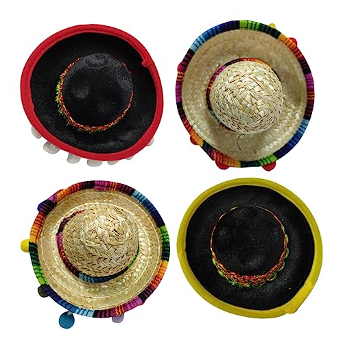 HOOTNEE 4 Stück Sombrero-kopfbedeckung Thematisiert Kappe Strohhut Cinco De Mayo Stirnband Cinco De Mayo-hut Partyhüte Für Cinco De Mayo Partyhüte Cowgirl-hut Hölzern von HOOTNEE