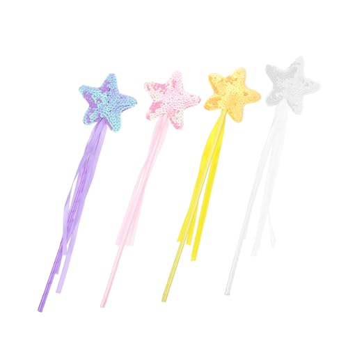 HOOTNEE 4 Stück Zauberstab Fairy Wand Kinder Toys Kinder Performance Requisiten laufstall Spielzeug feenhafte Partydekorationen Gastgeschenke für Kinder Fee Kostüm Requisit Stoff von HOOTNEE