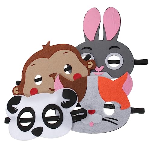 HOOTNEE 4 Stück lustige Tiermaske Tiermasken für Kinder Panda-Masken Waldtiermasken Halloween-Masken Halloween-Cosplay halloween costume halloween kleidung Partygeschenk Affenmaske Vlies von HOOTNEE