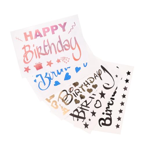 HOOTNEE 5 Stück Geburtstagsfeier Aufkleber Buchstaben Sticker Für Happy Birthday Dekoration Abziehbilder Für Erwachsene Ballon Dekorationsaufkleber Für Partys Und Feierlichkeiten von HOOTNEE