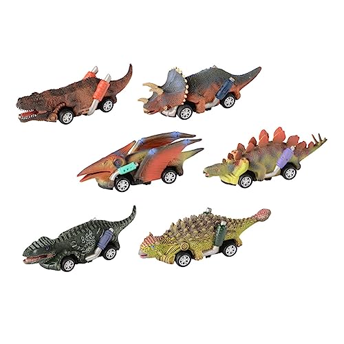 HOOTNEE 6 Stück Dinosaurier Spielzeugauto Simuliertes Dinosaurier Auto Kinderauto Spielzeug Bagger Spielzeug Kinder Trägheitsauto Trägheitsauto Spielzeug Kinder Cartoon Autos von HOOTNEE