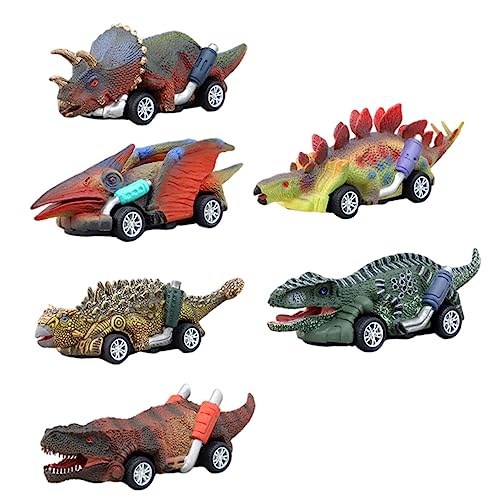 HOOTNEE 6 Stück Dinosaurier Zurückziehbares Auto Modell Spielzeug Auto Transformations Dinosaurier Kinder Dinosaurier Spielzeug Kinder Konstruktionsspielzeug Mini Spielzeug Roboter von HOOTNEE