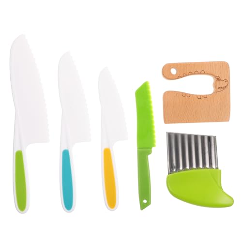 HOOTNEE Besteck Kinder 6 Teiliges Küchen Spielset Mit Sicherheitsmessern Und Gemü Ausstechformen Realistische Schneidewerkzeuge Für Sicheres Kochen Und Für Kleinkinder Kinder Messer Set von HOOTNEE