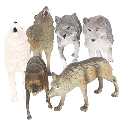 HOOTNEE 7 Stück Winter Wolfsrudel Modell Spielzeug Für Kinder Mini Tiere Spielzeug Kinderspielspielzeug Tierfigurenmodelle Polarwolf Modell Polarwolf Sammlerfigur von HOOTNEE