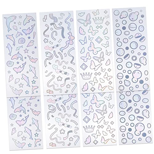 HOOTNEE 8 Blätter PVC-Aufkleber Sammelalbum DIY-Material DIY-Hintergrundaufkleber alte Aufkleber Kunsthandwerk Scrapbooking Sticker Scrapbook Stickers DIY Bastelaufkleber Vintage-Aufkleber von HOOTNEE