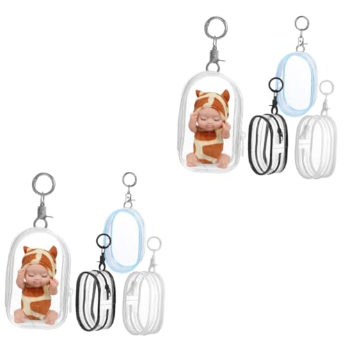 HOOTNEE 8 Teilige Tasche Transparente Figuren Vitrine Puppenaufbewahrung Figuren Tragetasche Winzige Puppen Display Reißverschluss Puppenbeutel Transparente Hängetasche Figuren von HOOTNEE