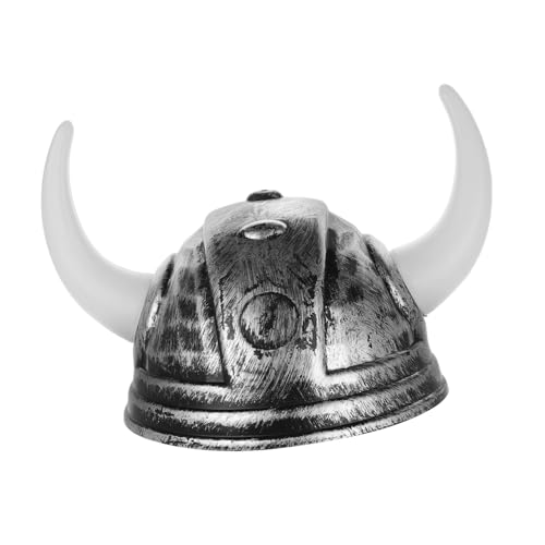 HOOTNEE Anziehhut Wikinger Schild Wikingerhut mit Hörnern Wikingerkostüme Wikinger-Krieger-Helm Hut mit Horn Wikingerspielzeug dekorative Karnevalshüte Leistungsstütze Plastik Silver von HOOTNEE