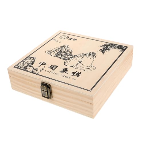 HOOTNEE Chinesische Schachbox Aus Holz, Reisespiel, Schachfiguren, Aufbewahrungshalter, Kleine Truhe, Schmuck-Organizer Für Schmuck von HOOTNEE