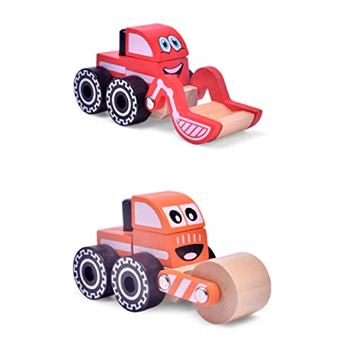 HOOTNEE Engineering-LKW puppenwagen kinderzimmerdeko kindergeschenk holzspielsachen lernspielzeug geschenketueten Kinder Toy car Bauwagen Modellauto aus Holz Konstruktionsspielzeug Hölzern von HOOTNEE