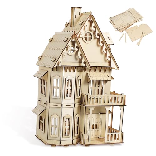 HOOTNEE Gotisches Villa Puzzle Hauspuzzle Holzpuzzle Für Erwachsene 3D Holzpuzzle 3D Puzzle Für Erwachsene Aus Holz von HOOTNEE