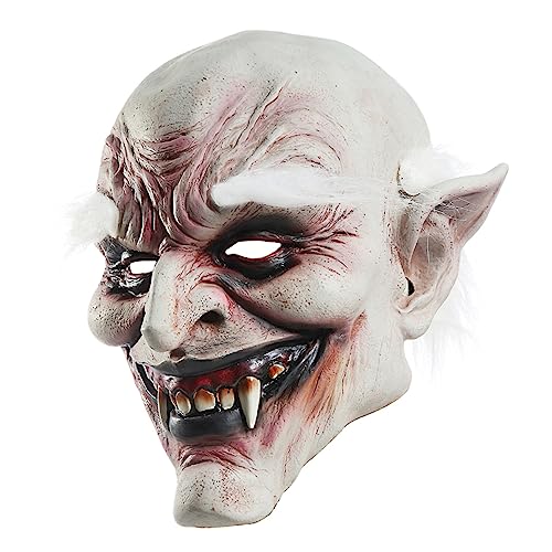 HOOTNEE Horrific Creepy Gruselige Halloween Maske Mit Weißen Augenbrauen Für Cosplay Zombie Und Horror Fans Perfekt Für Karneval Partys Und Schaurige Anlässe von HOOTNEE