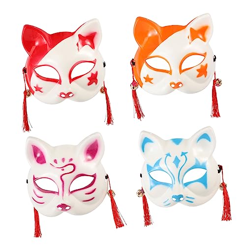 HOOTNEE Halloween-kostüme Masken-set 4-teilig Handbemalt Katzenmaske Für Cosplay Bühne Zufällige Farbe von HOOTNEE