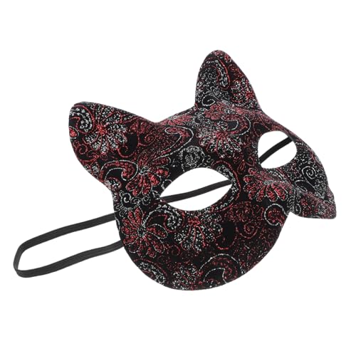 HOOTNEE Katzenmaske Cosplay-maske Therische Maske Maskenball Maske Katze Halb Halloween-fuchsmaske Katzen Halbmaske Mädchen Maskerade Maske Japanische Kabuki-maske Tiger Maske Pvc Rot von HOOTNEE