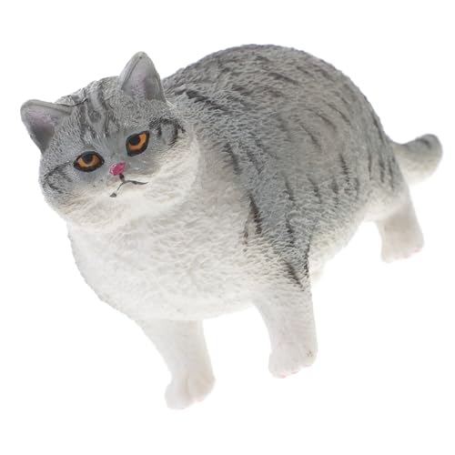 HOOTNEE Katzenmodellspielzeug realistische Tierfigur Katzenmodell-Dekor Kätzchenfigur Dekorative Katzenstatue Plastikkatzenmodell Künstliche Katzenfigur Simulationskatzenverzierung Grey von HOOTNEE