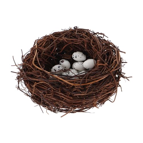 HOOTNEE Künstliches Vogelnest aus Natürlichem Rattan mit Kleinen Eiern Handgefertigtes Mini Deko Vogelnest für Garten und Hochzeitsdekoration Realistische Outdoor Dekoration HOOTNEE Künstliches Vogelnest aus Natürlichem Rattan mit Kleinen Eiern Handgefertigtes Mini Deko Vogelnest für Garten und Hochzeitsdekoration Realistische Outdoor Dekoration von HOOTNEE