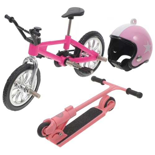 HOOTNEE Deko Fahrrad Klein 1 Set Fahrrad Modell Mit Scooter Und Dekorationsmodell Für Puppenhaus Simuliertes Fahrrad Für Schreibtisch Außen Szenen Dekoration Pink Fahrrad Dekoration von HOOTNEE