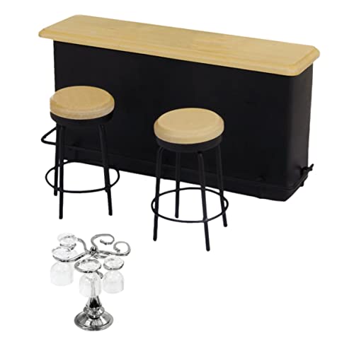 HOOTNEE Miniatur Bar Theken Zubehör Set Silberner Becherhalter mit Quadratischen Gläsern Bar Theke und Hockern Vielseitiges Puppenhaus Accessoire für Spiel und Dekoration HOOTNEE Miniatur Bar Theken Zubehör Set Silberner Becherhalter mit Quadratischen Gläsern Bar Theke und Hockern Vielseitiges Puppenhaus Accessoire für Spiel und Dekoration von HOOTNEE