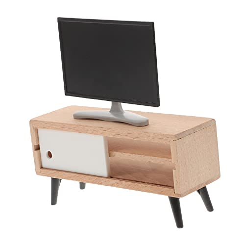 HOOTNEE Miniatur Fernseher Set Mit TV Schrank 2 Teiliges öbelzubehör Für Puppenhaus Deko Simulierte LCD Fernseher Für Miniatur Wohnaccessoires Und DIY Projekte von HOOTNEE