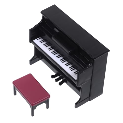 HOOTNEE Musikinstrumente Modell Miniatur Klavier Mit Hocker Und Notenständer Puppenhaus Öbel 1 Set Dekoration Für Dollhouse Miniatur Zubehör Für Kreative Spielwelten Miniaturpuppe Klavier Mit Stuhl von HOOTNEE