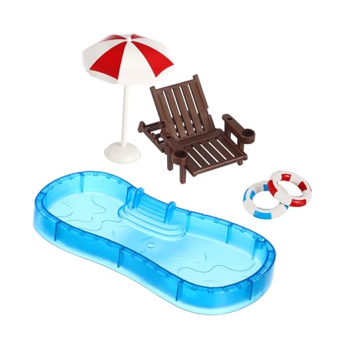 HOOTNEE Miniatur Schwimmbad Set Für Puppenhaus 1 Set Schwimmring Und Mini Möbelmodell Für Kreative Mikrolandschaften Ideales Zubehör Für Strand Und Garten Dekorationen von HOOTNEE