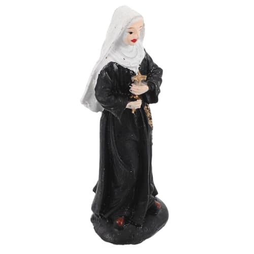 HOOTNEE Nonne Statue Figur Mit Kruzifix Sand Tisch Figur Ornamente Modell Foto Requisite Religiöse Nonne Figur Büro Regal Wohnaccessoires von HOOTNEE