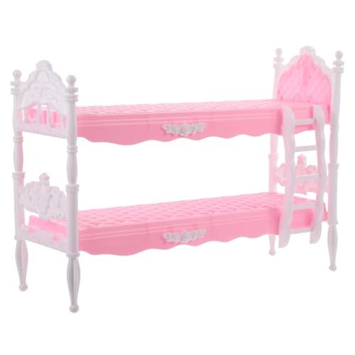 HOOTNEE Prinzessin Puppenbett Etagenbetten Für Puppen Babybett Für Puppen Moderne Puppenstubenmöbel Puppenhaus-miniaturen Puppenhausmöbel Puppenhausbett Minibett Puppenmöbel Plastik Rosa von HOOTNEE