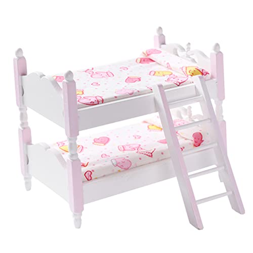 HOOTNEE Puppenhaus Etagen Bett Kidcraft-spielset Holzdekor Puppenhaus-schlafzimmermöbel Mini-etagenbett Mini-möbel Puppenhausbett Aus Holz Hölzern Heim Miniatur Baumwolle Kind Spielzeug von HOOTNEE