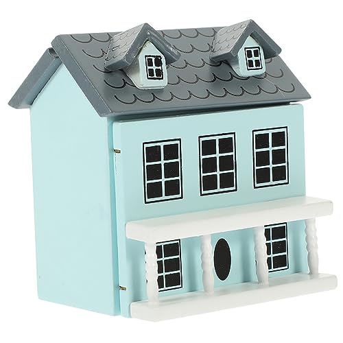 Puppenhaus Minimöbel rosa kleine Villa Feenhaus Figur Miniaturhausmodell Hütte Modelle Ornament winziges Hausdekor Miniatur-Villa-Modell Holzhaus Kleines Requisiten schmücken von HOOTNEE