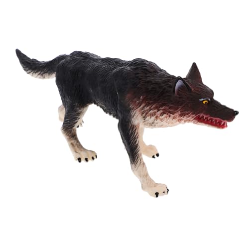 HOOTNEE Wildtiermodell Wolf Figur Wolf Spielzeug Spielset Wolf-Kuchen-Deckel Pädagogisches Tiermodell Wolf-Statue Waldtierfiguren Realistisches Wildes Tier Modellfigur Wolf Black Abs von HOOTNEE