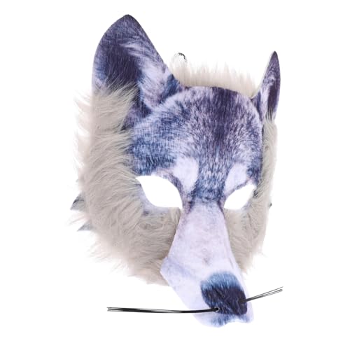 HOOTNEE Wolfsmaske Halloween-led-maske Karikatur Abschlussball Maske Schnabel Kostümmasken Sprühen Vintage Halloween-maske Fuchs-cosplay-maske Coole Maske Mantel Wolfstiere Grey Vliesstoff von HOOTNEE