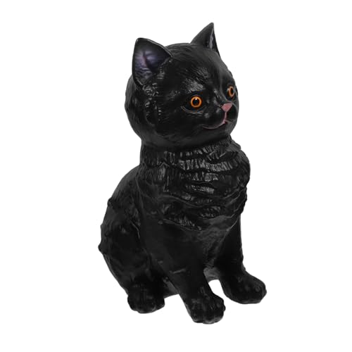 HOOTNEE schwarzes Katzenspielzeug Schwarze Katzenfigur Dekorative Katzenfigur Leichtgewichtige Dekoration Plastikspielzeug spielzeugkatze Katzenmodell Desktop-Dekoration Weltraumsand Black von HOOTNEE