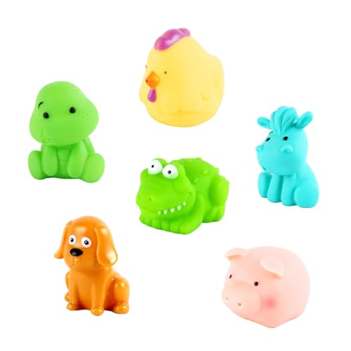 6 Badespielzeug Baby Ab 1 Jahr,Badewannen Spielzeug,Wasserspielzeug Baby,Bath Toys Floating Bath Toys Rubber Animal Toy Storage Floating Animal Bath Toy Swimming for Kids Toddler Gift von HORREX