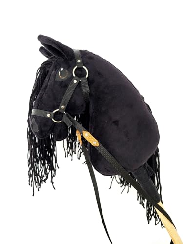 Hobby Horse A5 Small (Pferd am Stock) + Halfter mit Zügeln von Horse&Toys (Schwarz) von HORSE & toys