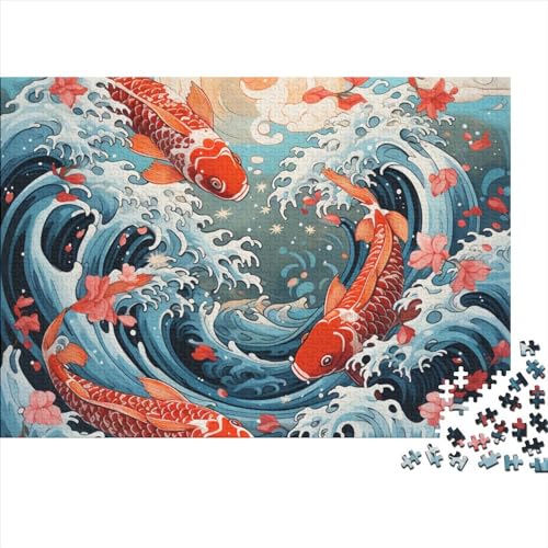 Bunte Fische 1000 Teile Puzzles Für Erwachsene Und Kinder Ab 14 Jahren, Koi Puzzle Motiven, Impossible Puzzle 1000pcs (75x50cm) von HOTGE