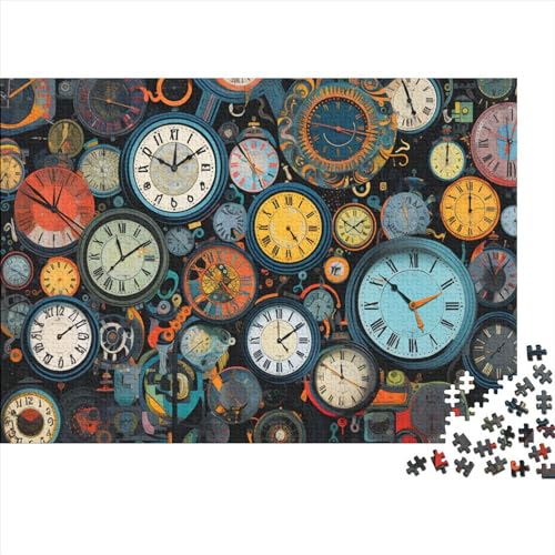 Buntes Clocks Puzzles 500 Teile -Puzzle Hölzernes Mit - Puzzle Für Erwachsene Und Kinder Ab 14 Jahren,Spiel Und Spaß Für Die Ganze Familie 500pcs (52x38cm) von HOTGE