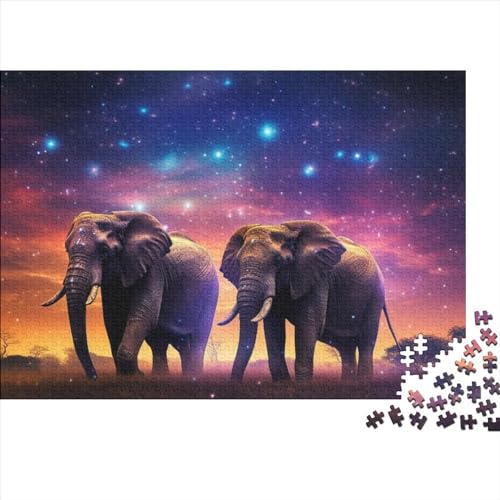 Elefanten Puzzle Sternenhimmel - 500 Teile Puzzles Für Erwachsene Und Kinder Ab 14 Jahren Entworfen Für Familienspaß Hölzernes 500pcs (52x38cm) von HOTGE