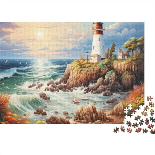 Leuchttürme an der Küste Puzzle 1000 Teile,Puzzle Für Erwachsene,Impossible Puzzle, Farbenfrohes Legespiel,Puzzles Für Kinder-Geschenke Für Männer/Frauen.1000pcs (75x50cm) von HOTGE