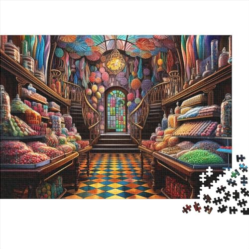 Puzzle 1000 Teile,Puzzle Für Erwachsene, Impossible Puzzles,Puzzle Farbenfrohes Legespiel-Süßigkeiten-Laden,1000 Puzzle Home Dekoration Puzzle,Puzzles Für Kinder 1000pcs (75x50cm) von HOTGE