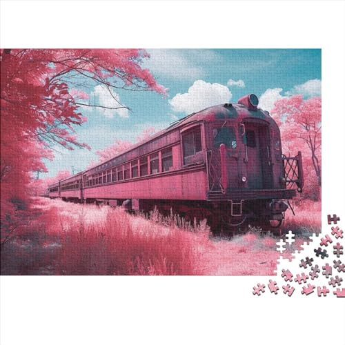 Puzzle 500 Teile,Puzzle Für Erwachsene, Impossible Puzzles,Puzzle Farbenfrohes Legespiel-Rosa Zug,500 Puzzle Home Dekoration Puzzle,Puzzles Für Kinder 500pcs (52x38cm) von HOTGE