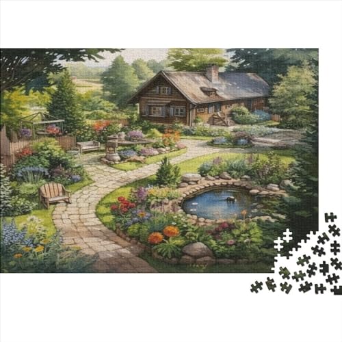 Rustikales Häuschen 500 Teile Puzzles, Hölzernes Premium Quality, Für Erwachsene Und Kinder Ab 12 Jahren Puzzle, Farbig, 500pcs (52x38cm) von HOTGE